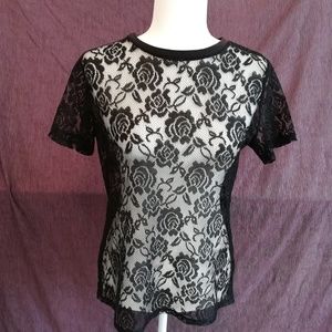 Sheer Lacey Short Sleeve Top